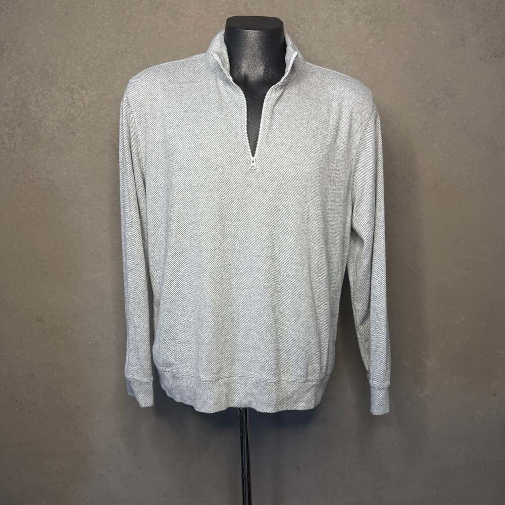 Faherty Brand Mens XL Gray Quarter Zip Pullover Sweatshirt Coastal Premium